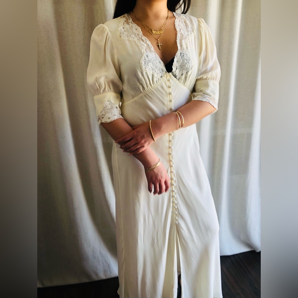 RIXO Bridal ‘Simone” Lace & Embroidered Cream Maxi Dress - Picture 8 of 13